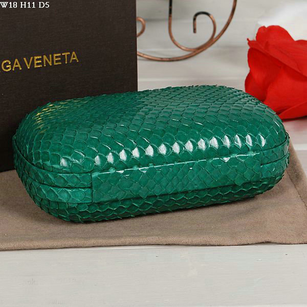Bottega Veneta intrecciato snake vein leather impero ayers knot clutch 11308 dark green